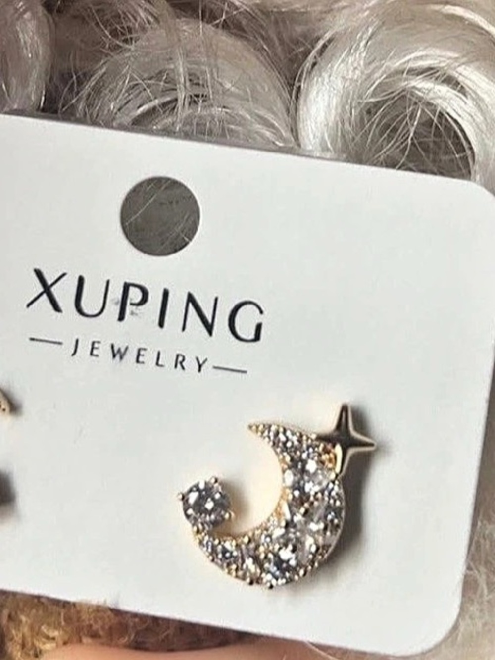 XUPING Crescent Moon & Star Earrings in Gold NWT Gold-plated